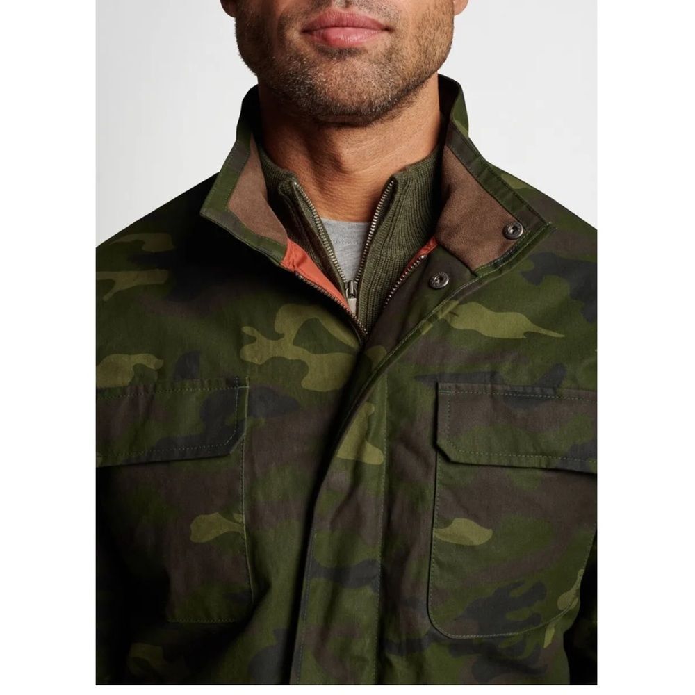 NEW Peter Millar Men's XL Olive Branch Camo Waxed Cotton Field Jacket $328 (F-5) - Picture 5 of 8